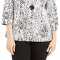 JM Collection Women's Textured Animal Print Jacket White Size X-Large