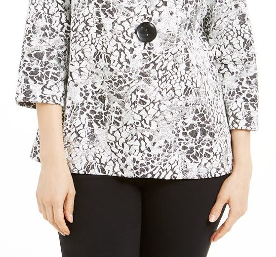 JM Collection Women's Textured Animal Print Jacket White Size X-Large