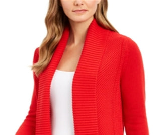 Charter Club Women's Shawl Collar Open Front Cardigan Red Size XX-Large
