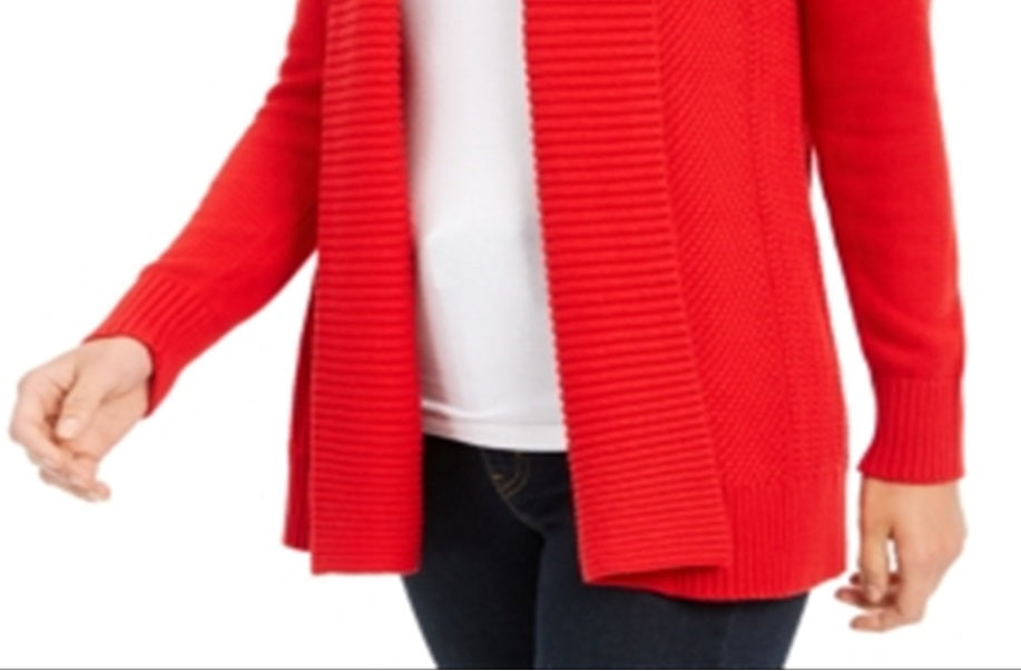 Charter Club Women's Shawl Collar Open Front Cardigan Red Size XX-Large