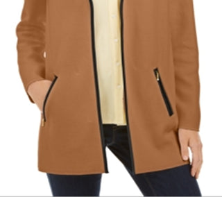 Charter Club Women's Milano Cotton Open Front Cardigan Brown Size XX-Large