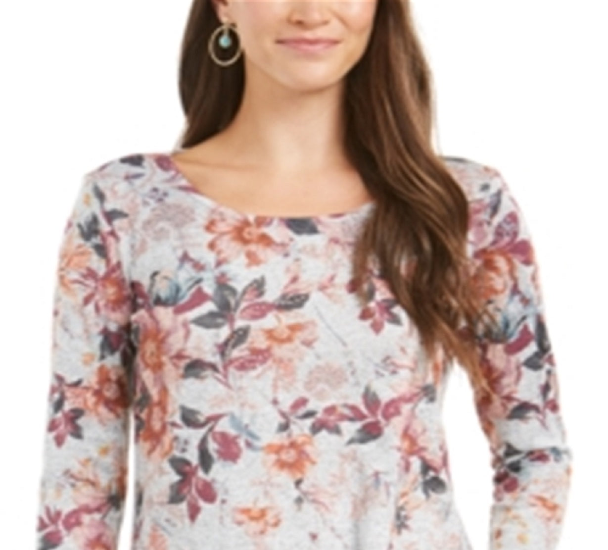 Style & Co Women's Floral Print Top Purple Size X-Small