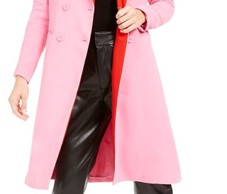 Bar III Women's Double Breasted Duster Jacket Pink Size X-Small