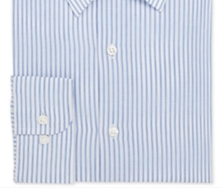 Club Room Men's Striped Collared Dress Shirt Blue Size 34-35