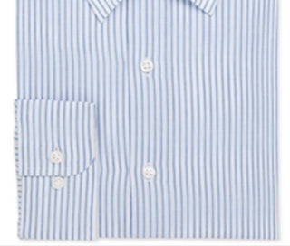 Club Room Men's Striped Collared Dress Shirt Blue Size 34-35