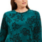 Karen Scott Women's Floral Print Sweatshirt Green Size Petite