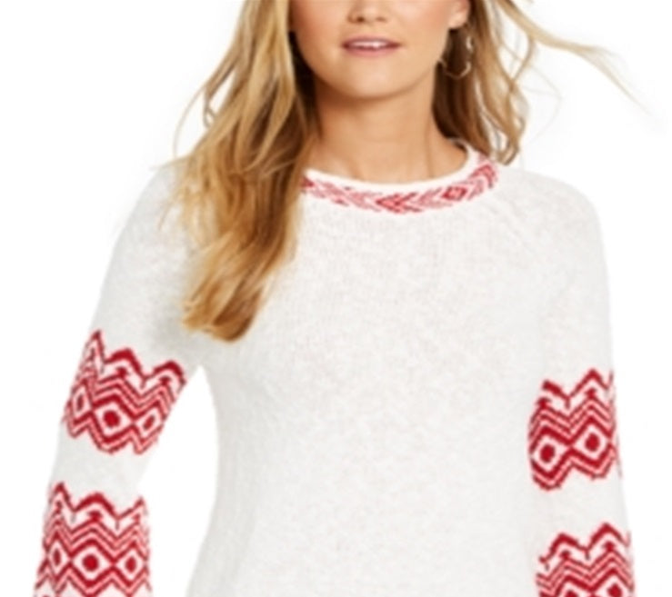 Style & Co Women's Fair Isle Boat Neck Sweater White Size XX-Large