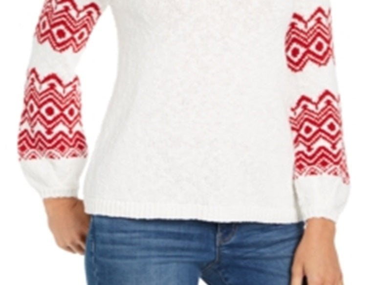 Style & Co Women's Fair Isle Boat Neck Sweater White Size XX-Large