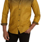 Alfani Men's Printed Collar Button Down Shirt Yellow Size Medium