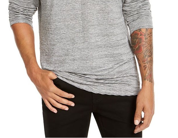 Alfani Men's Crewneck Crinkled T-Shirt Gray Size XX-Large