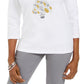Karen Scott Women's Cotton Seashell Tree Print T-Shirt White Size Small