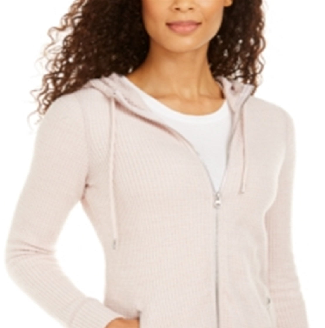 Ideology Women's Waffle Fitness Running Hoodie Pink Size X-Large