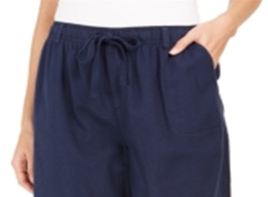 Karen Scott Women's Cotton Drawstring Shorts Blue Size X-Small