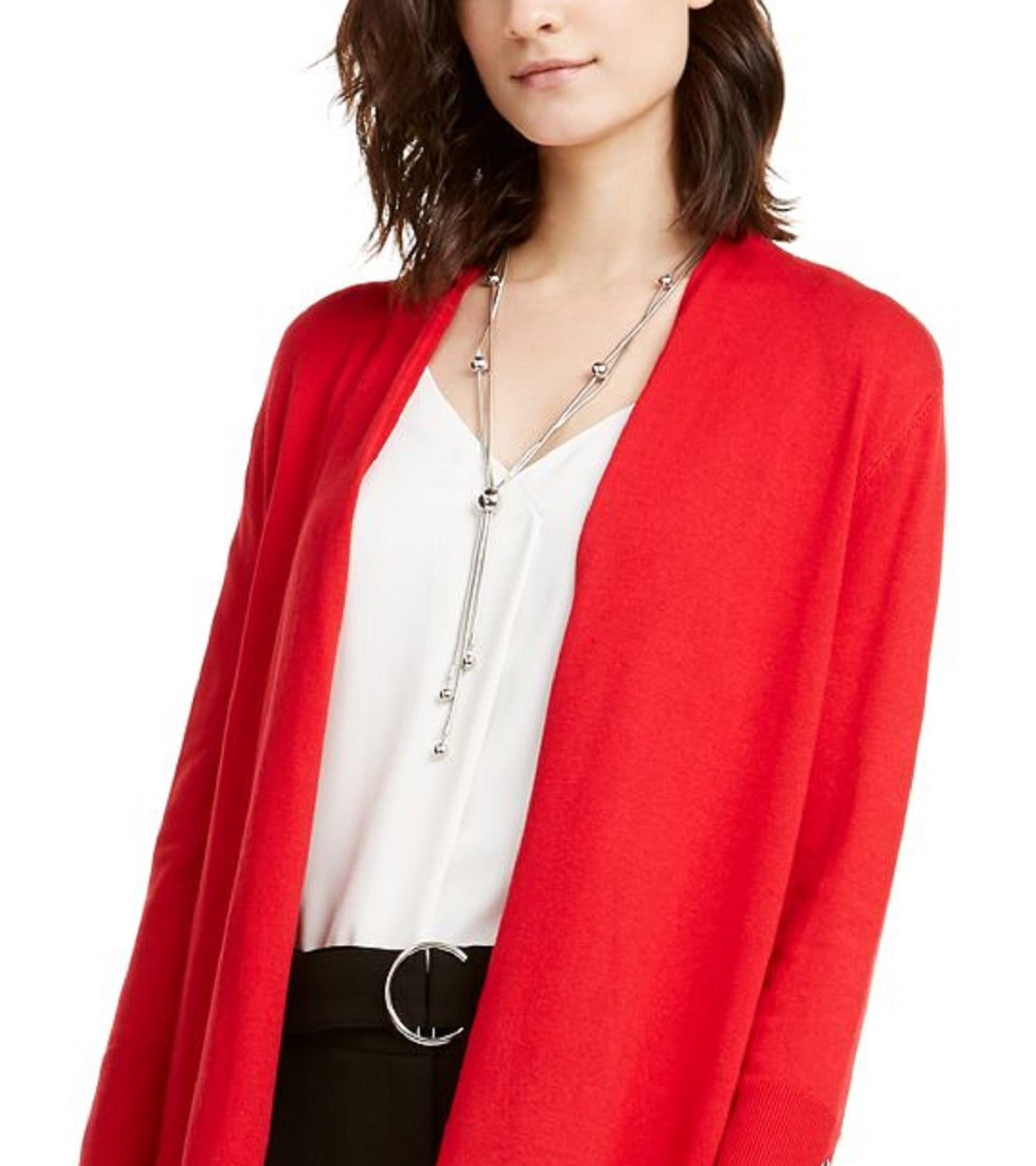 Alfani Women's Long Sleeve Open Cardigan Wear to Work Top Red Size X-Large