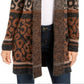 Style & Co Women's Leopard Print Open Front Cardigan Brown Size Petite M