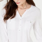 Style & Co Women's Roll Tab Popover Top White Size Petite
