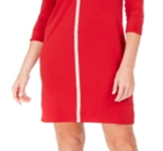 JM Collection Women's 3/4 Sleeve Above the Knee Shift Dress Red Size X-Small