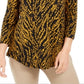 JM Collection Women's Floral 3/4 Sleeve Jewel Neck Top Black Size Petite Small
