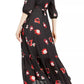 Bar III Women's Printed Jacquard Wrap Maxi Dress Black Size X-Small
