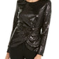 INC International Concepts Women's Twisted Sequined Top Black Size Large