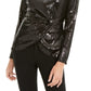 INC International Concepts Women's Twisted Sequined Top Black Size Large