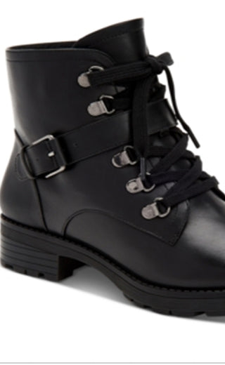 Giani Bernini Women's Naomii Lug Leather Ankle Boot Black Size 9 M