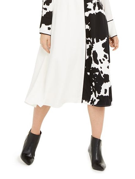 Alfani Women's Colorblocked Fit & Flare Dress Black Size 14