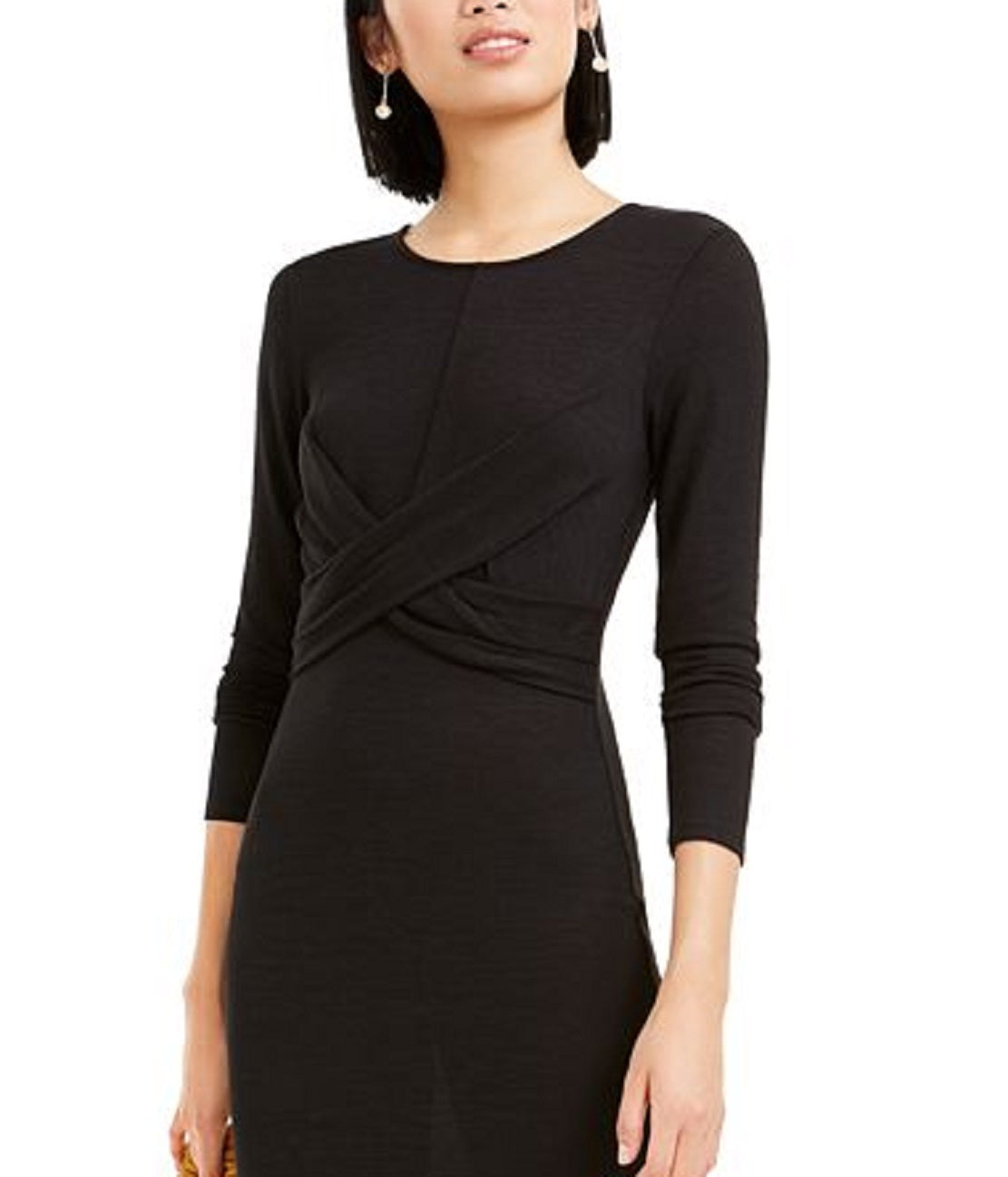 Bar III Women's Twist Front Dress Black Size Large