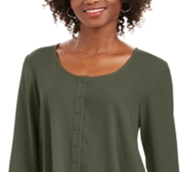 Style & Co Women's Swing Blouse Green Size Small