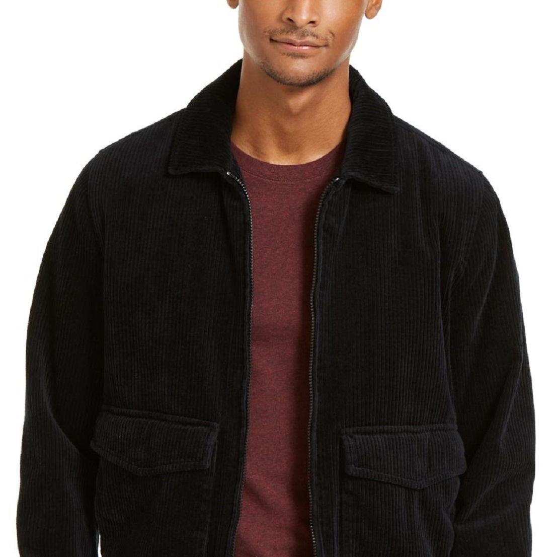 Sun + Stone Men's Hazel Bomber Jacket Cold Weather Black Size Medium