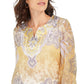 JM Collection Women's Embellished Split Neck Top Yellow Size Small