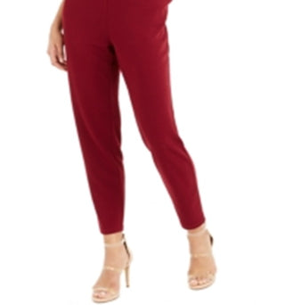 Bar III Women's Belted Crepe Jumpsuit Red Size 4