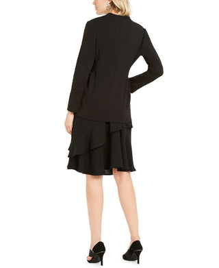 Alfani Women's Tie Waist Collarless Blazer Black Size 18