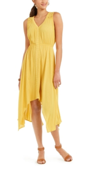 Style & Co Women's Handkerchief Hem Dress Yellow Size X-Small