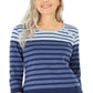 Karen Scott Women's Colorblocked Striped Rivet TrimTop Blue Size X-Large