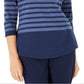 Karen Scott Women's Colorblocked Striped Rivet TrimTop Blue Size X-Large