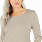 Karen Scott Women's Cotton 3/4 Sleeve Top Brown Size Small