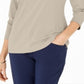 Karen Scott Women's Cotton 3/4 Sleeve Top Brown Size Small