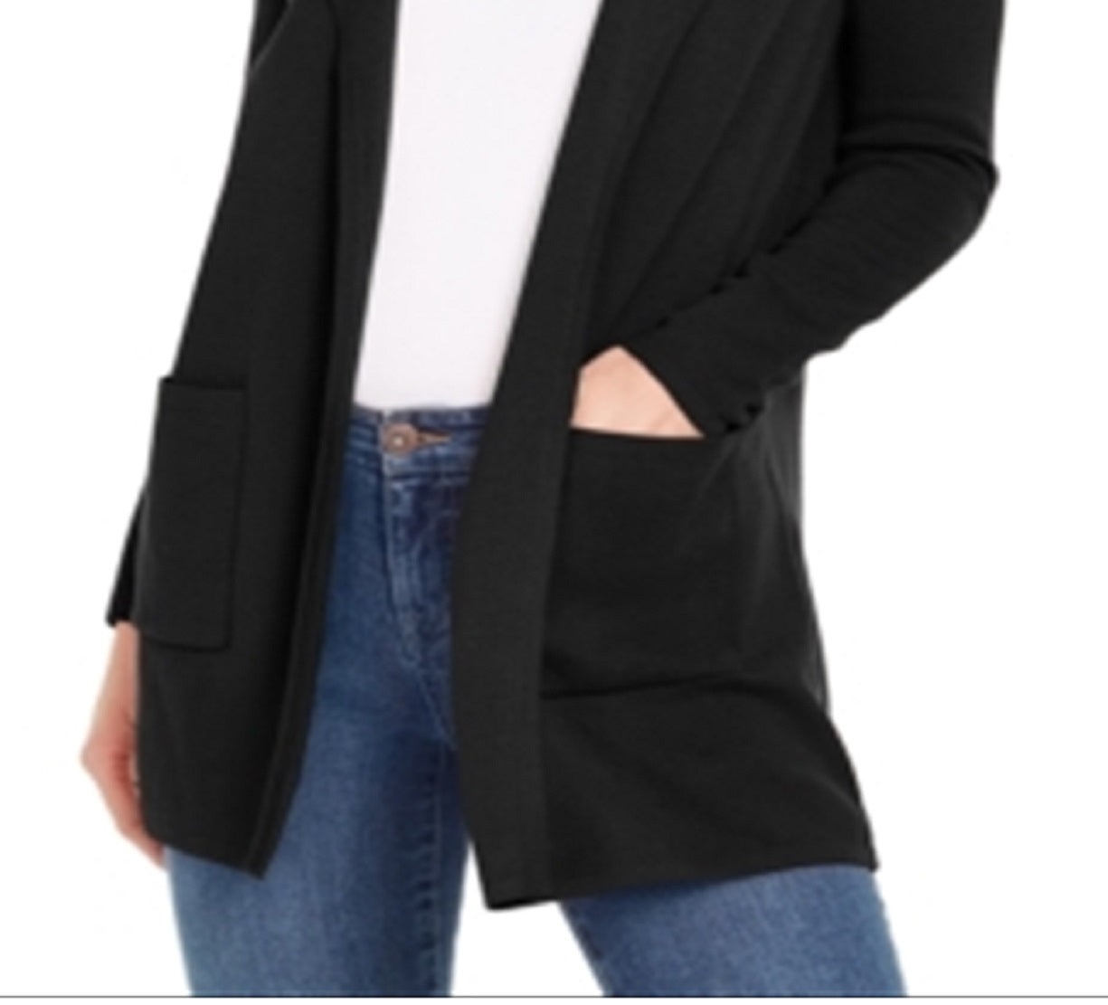 Charter Club Women's Milano Cotton Open Front Sweater Black Size X-Large