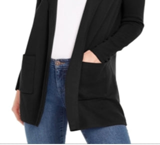 Charter Club Women's Milano Cotton Open Front Sweater Black Size X-Large