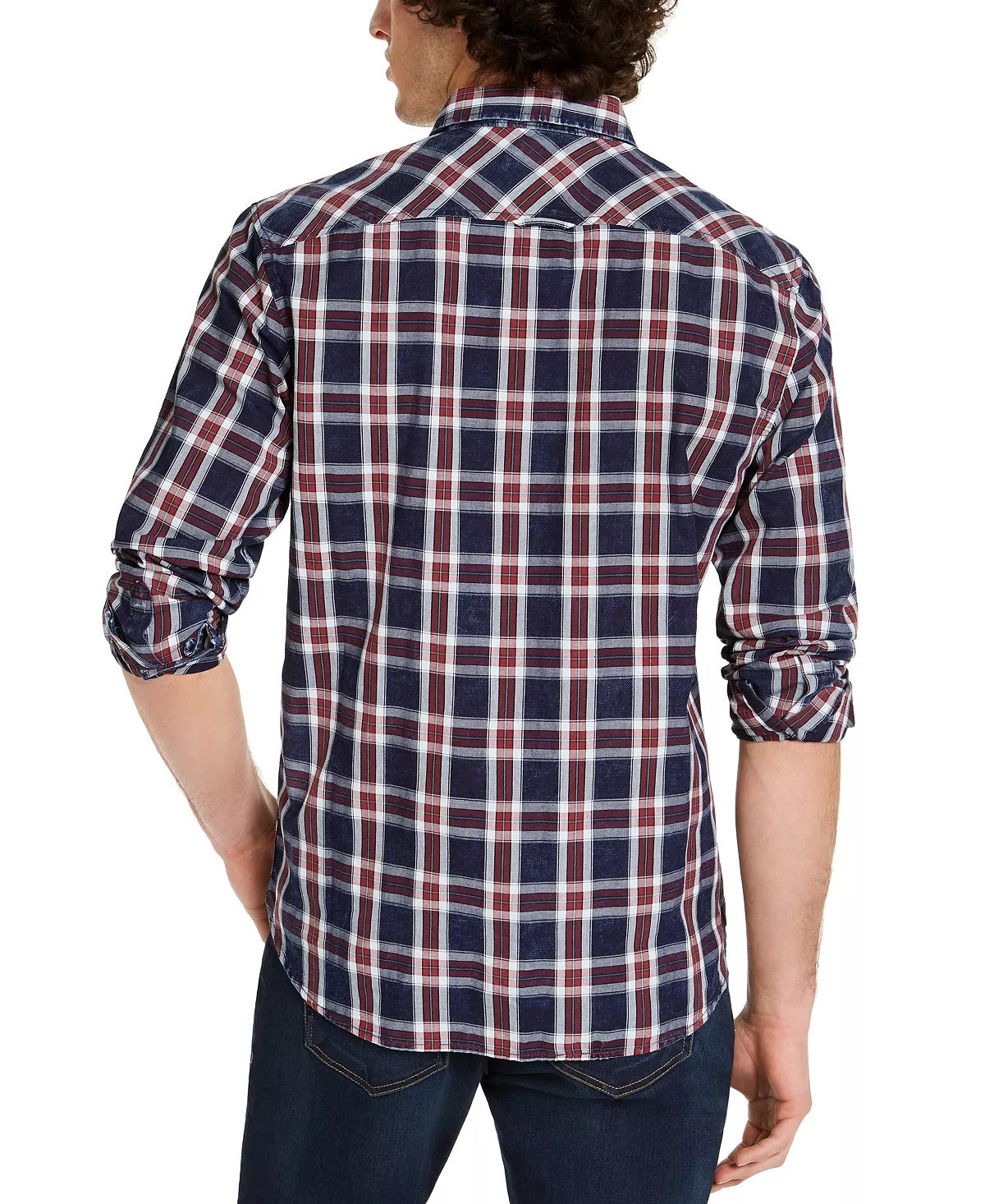 Sun + Stone Men's Dio Plaid Shirt Blue Size Small