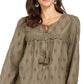 Style & Co Women's Eyelet Blouse Green Size 1X