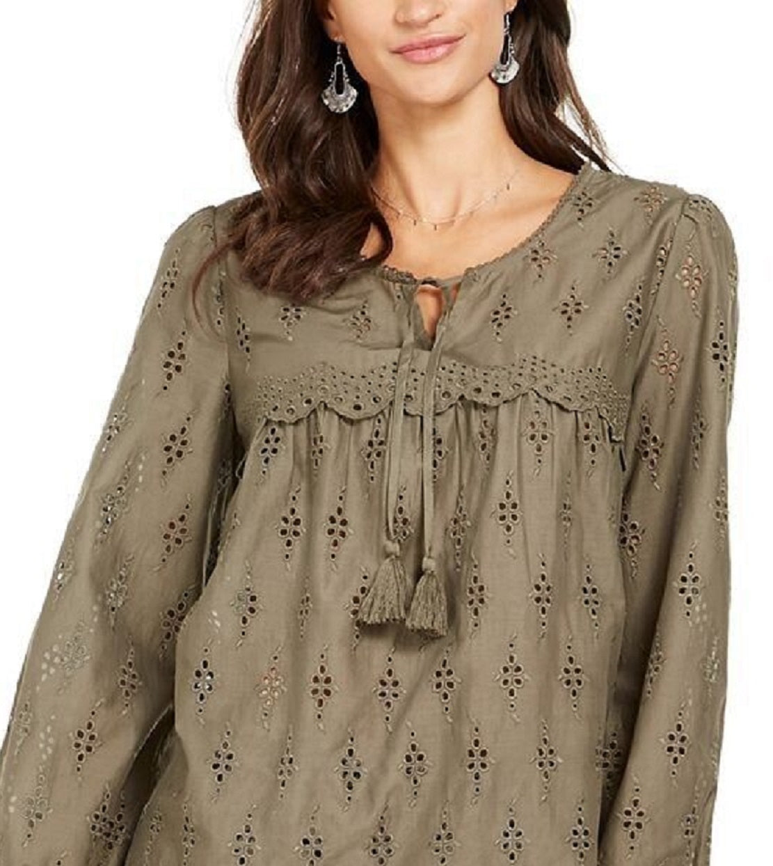 Style & Co Women's Eyelet Blouse Green Size 1X
