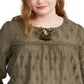 Style & Co Women's Plus Eyelet Blouse Green Size 2X