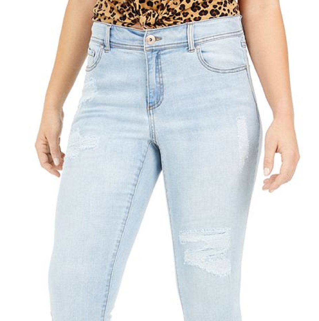 INC International Concepts Women's Curvy Rip & Repair Skinny Jeans Blue Size 10