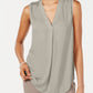 Alfani Women'sBlouse Satin V Neck Solid Tunic Gray Size Large