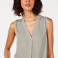 Alfani Women'sBlouse Satin V Neck Solid Tunic Gray Size Large