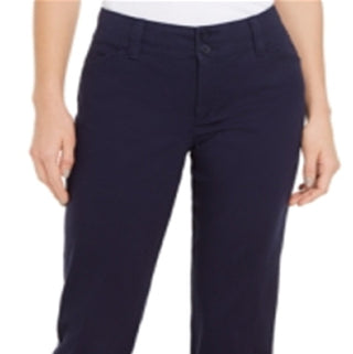 Charter Club Women's Button Cuff Tummy Control Capri Pants Blue Size 14