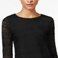 Charter Club Women's 3/4 Sleeve Lace Top Black Size X-Large