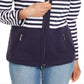 Karen Scott Women's Colorblocked Wing Collar Zip Front Jacket Blue Size Large